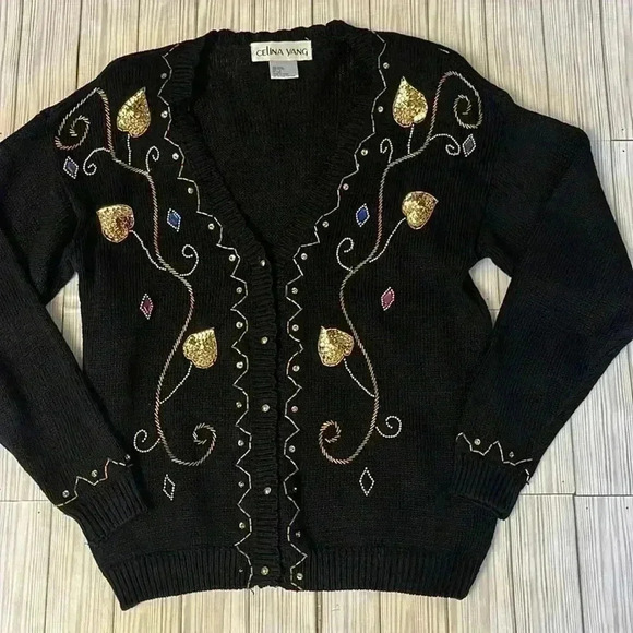 celina yang Sweaters - 90’s Jewel Beaded Sweater/Cardigan